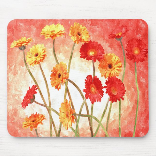 Peach Daisy Garden Mousepad (Vorne)