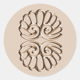 Peach Damask Wedding Runder Aufkleber