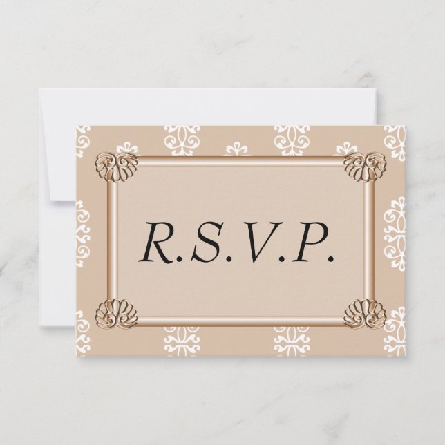 Peach Damask Wedding UAWG RSVP Karte (Vorderseite)