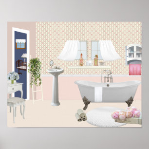 Peach Decorative Badezimmer Poster mit Klauenfuß b