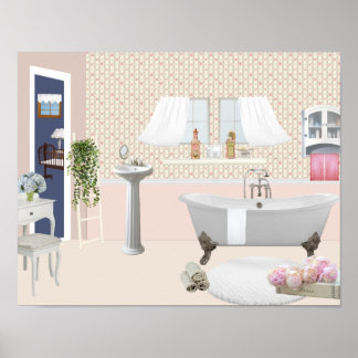 Peach Decorative Badezimmer Poster mit Klauenfuß b