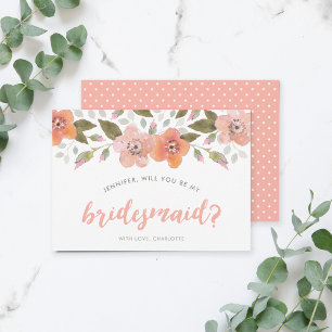 Peach delicate floral Werden Sie meine Bridesmaid Einladung