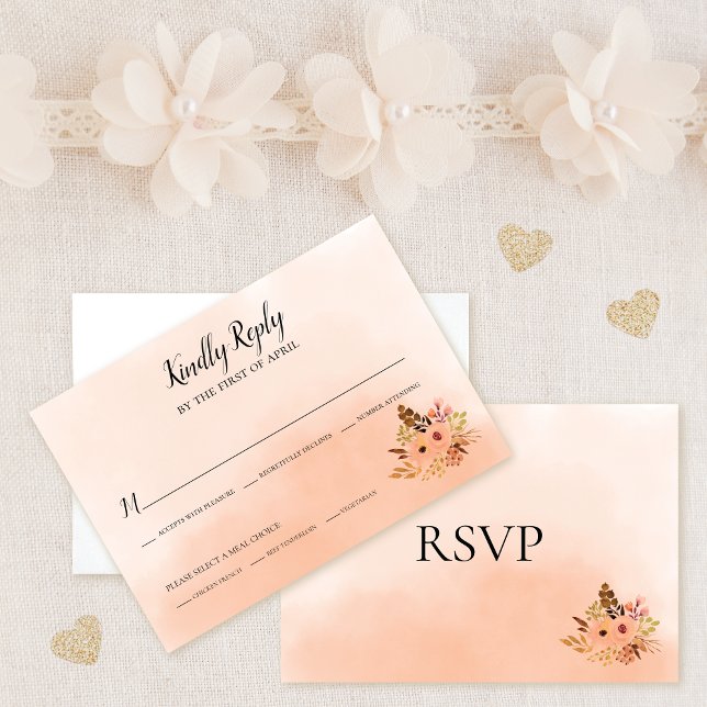 Peach Delight Ombre Wedding RSVP Card Einladung (Von Creator hochgeladen)