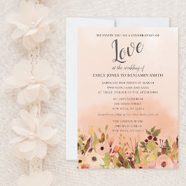 Peach Delight Watercolor Garden Wedding Einladung
