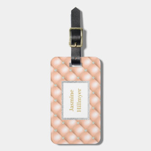 PEACH DIAMOND GLITZER CUSTOM LUGGAGE TAG GEPÄCKANHÄNGER