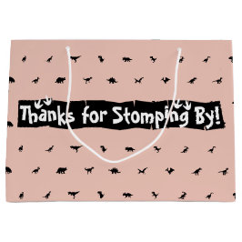 Peach Dinosaur Party Taschen: Black Dino Print Große Geschenktüte