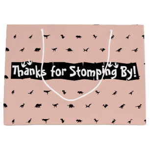 Peach Dinosaur Party Taschen: Black Dino Print Große Geschenktüte