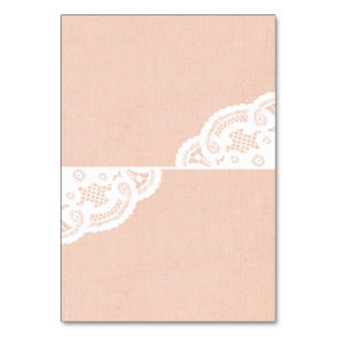 Peach Doily Wedding Table Platzkarten Tischnummer