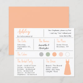 Peach Dress Color Bridesmaid Informationskarte
