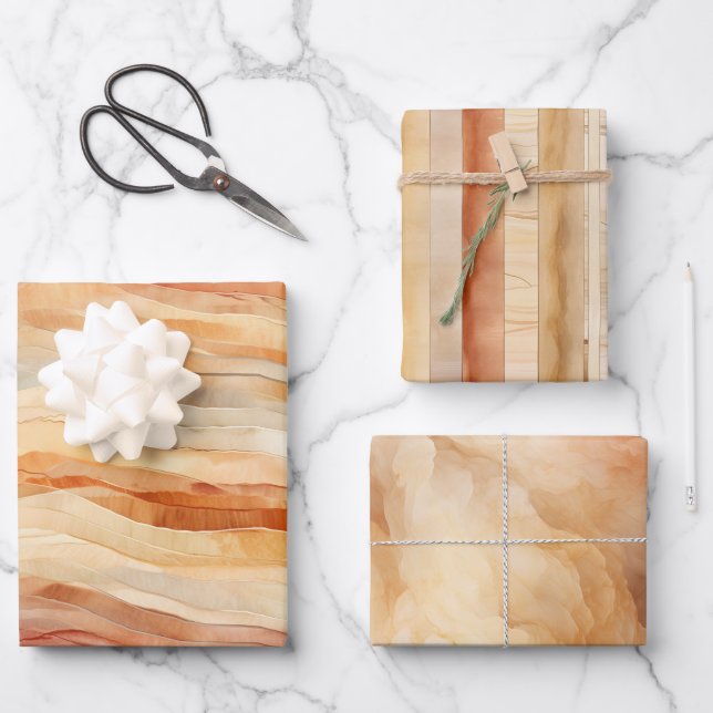Peach Dusty Cream Waves Geburtstag Geschenkpapier Set (Vorderseite)
