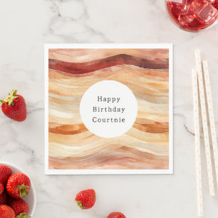 Peach Dusty Cream Waves Geburtstag Serviette