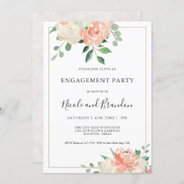 Peach Elegancolor Floral Engagement Party Einladung