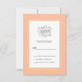 Peach Elegant Calligraphy Wedding Reply Enclosure RSVP Karte