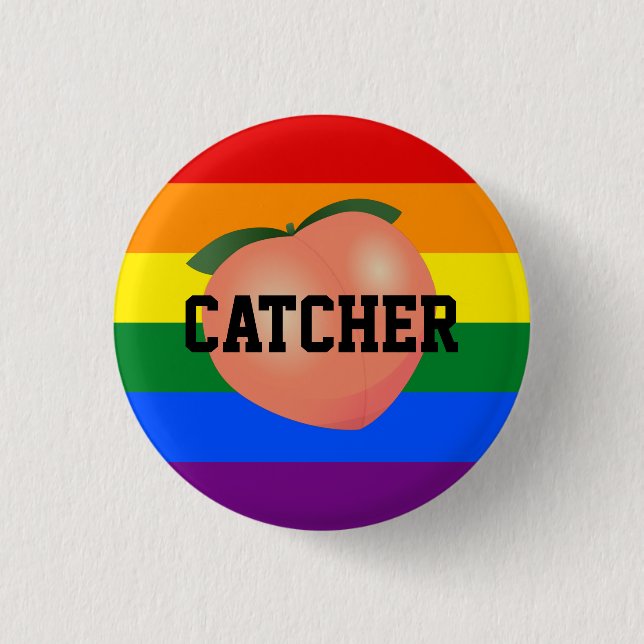 Peach Emoji Gay Bottom Button (Vorderseite)