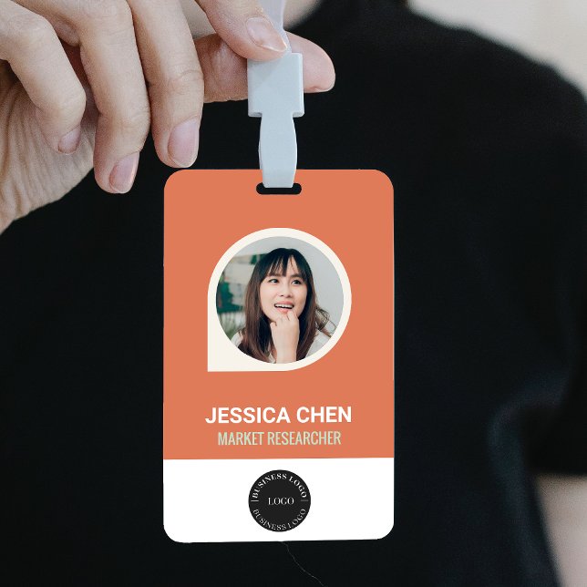 Peach Employee Foto ID Card, Bar code, Logo, Name Ausweis (Von Creator hochgeladen)