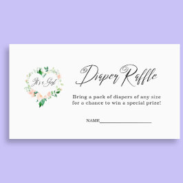 Peach Es ist eine Girl Diaper Raffle Baby Dusche Begleitkarte