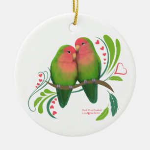 Peach Faced Love Birds Keramik Ornament
