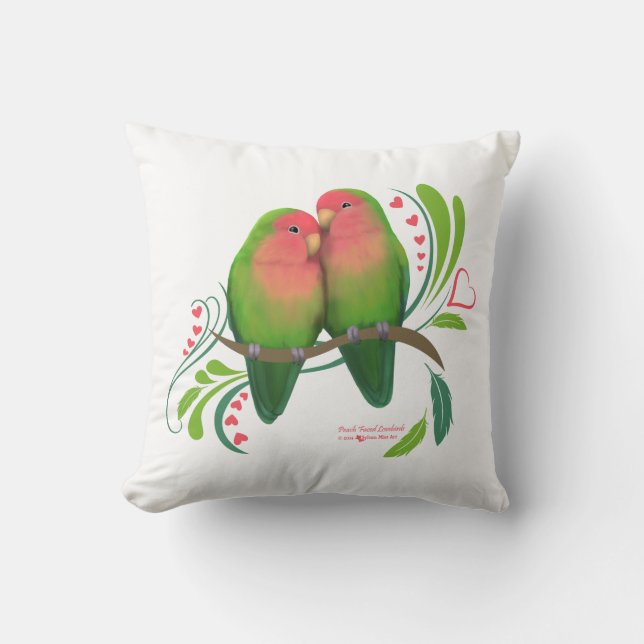 Peach Faced Love Birds Kissen (Vorderseite)