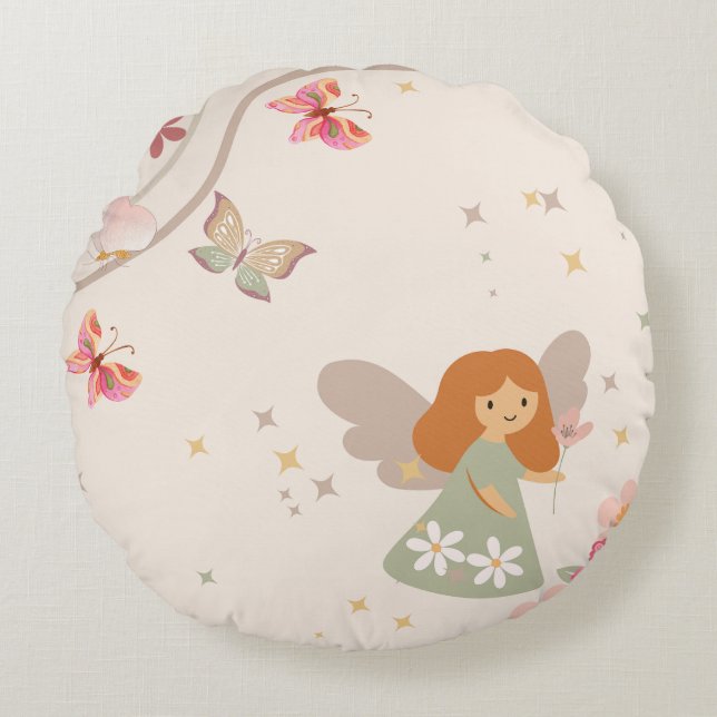 Peach Fairy Rundes Kissen (Vorderseite)