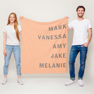 Peach Family Names Monogramm Minimalistischer grau Fleecedecke