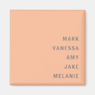 Peach Family Names Monogramm Minimalistischer grau Magnet
