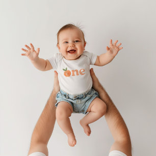 Peach First Birthday Bodysuit Baby Strampler