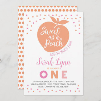 Peach First Birthday Einladung