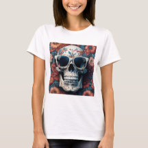 Peach Floral 3D Dead Skull mit Sonnenbrille