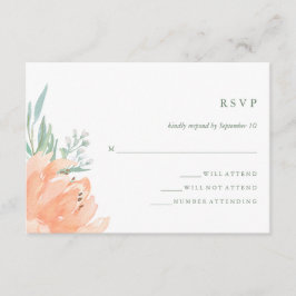 Peach Floral and Eucalyptus Wedding RSVP Karte