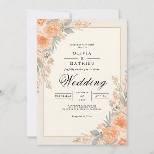Peach Floral Arch Blüh Wedding Einladung