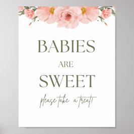 Peach Floral Baby Dusche Babys sind süßes Poster