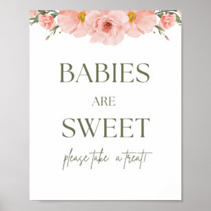 Peach Floral Baby Dusche Babys sind süßes Poster
