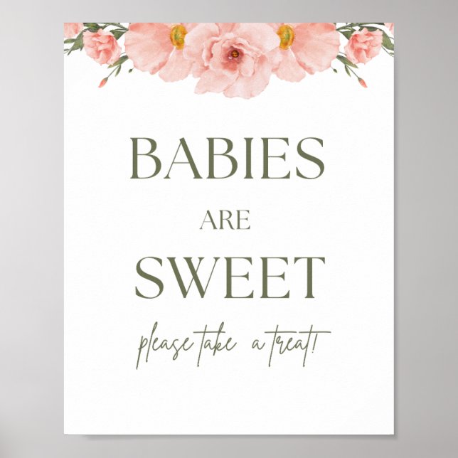 Peach Floral Baby Dusche Babys sind süßes Poster (Vorne)