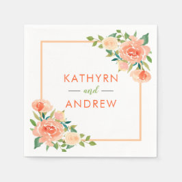Peach floral Border | Hochzeit Serviette