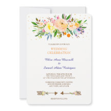 Peach Floral Bouquet Hochzeitseinladung