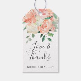 Peach Floral Bouquet Wedding Vielen Dank Geschenkanhänger