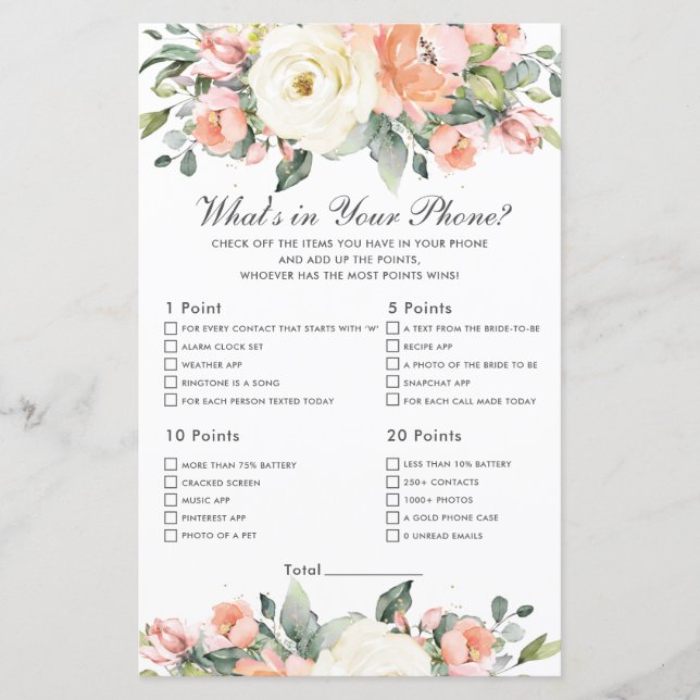 Peach Floral Brautparty Was ist in Ihrem Telefon (Vorderseite)