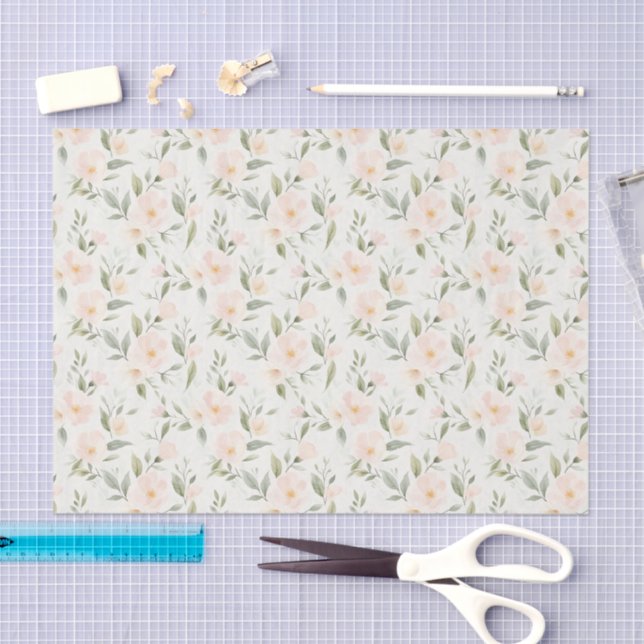 Peach Floral Bridal Shower Seidenpapier (Handwerk)