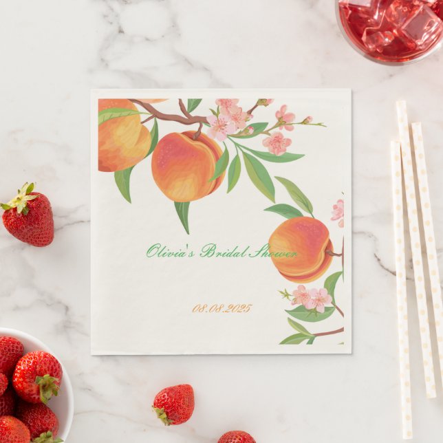 PEACH FLORAL BRIDAL SHOWER SERVIETTE (Beispiel)
