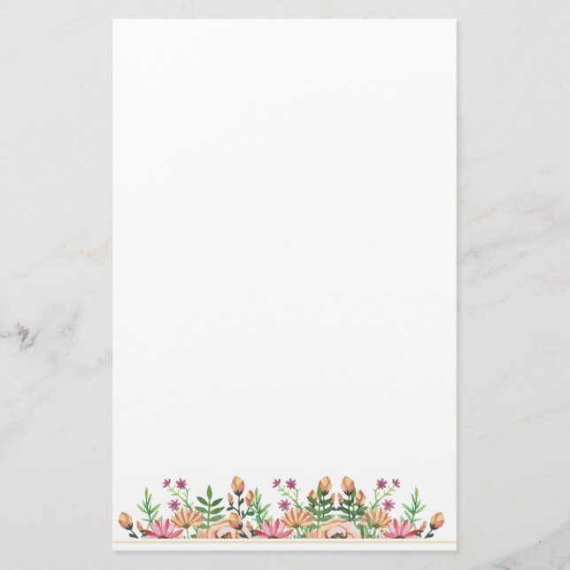 Peach Floral Briefpapier (Vorderseite)