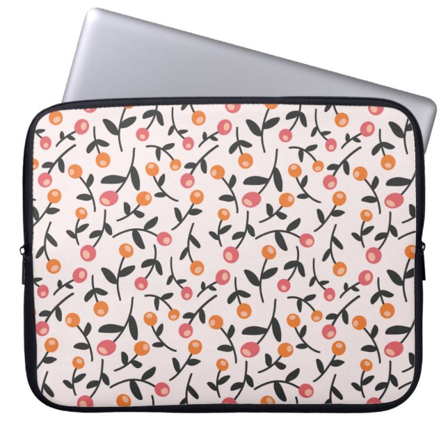 Peach Floral Bud Laptop Sleeve (Vorderseite)