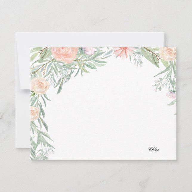 Peach Floral Canopy | Personalisierte Stationierun Mitteilungskarte (Vorderseite)