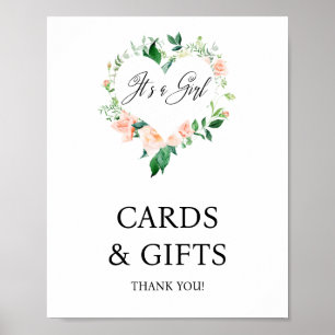Peach Floral Cards and Gifts Baby Dusche Poster