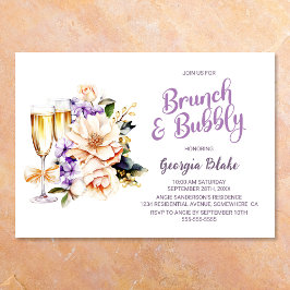 Peach Floral Champagne Brunch and Bubbly Einladung