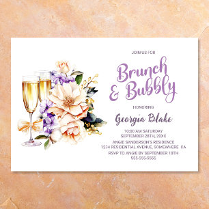 Peach Floral Champagne Brunch and Bubbly Einladung