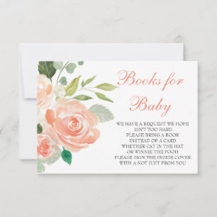 Peach Floral Diaper Books for Baby Card RSVP Karte