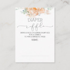 Peach floral Diaper Raffle Ticket Begleitkarte