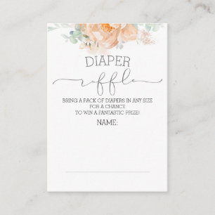 Peach floral Diaper Raffle Ticket Begleitkarte