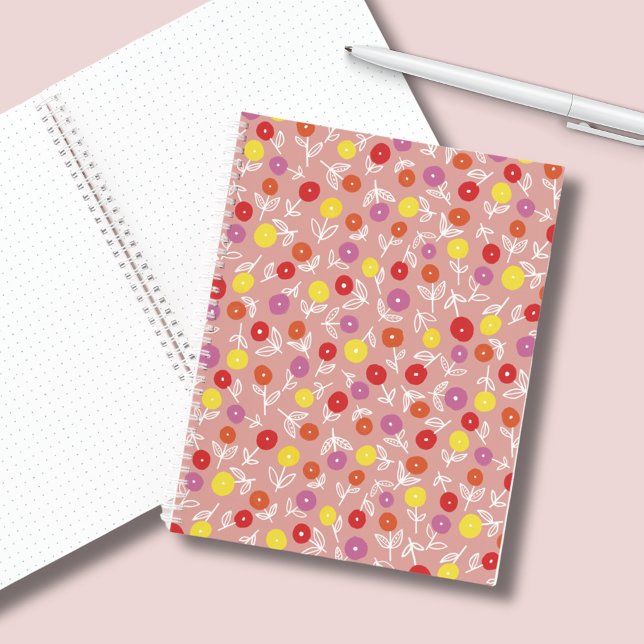 Peach floral ditsch boho notizbuch (Cute peach floral ditsy notebook.  Cute for kids stationery and back to school.)