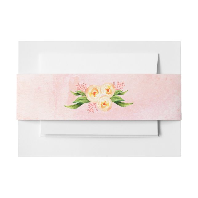 Peach Floral Einladung Bauchband Einladungsbanderole (Vorderseite Beispiel)